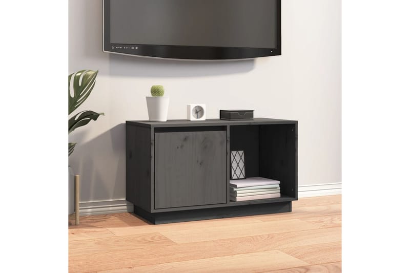 beBasic tv-bord 74x35x44 cm massivt fyrretræ grå - GrÃ¥ - TV-borde