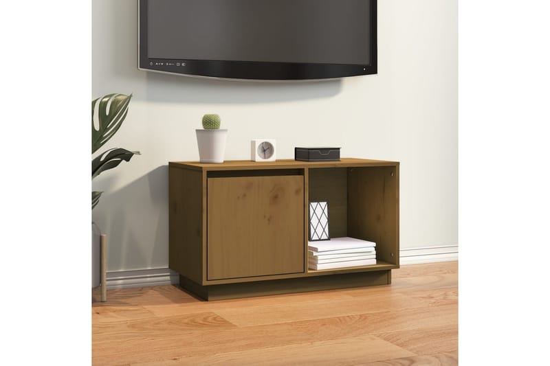 beBasic tv-bord 74x35x44 cm massivt fyrretræ gyldenbrun - Brun - TV-borde