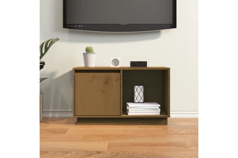 beBasic tv-bord 74x35x44 cm massivt fyrretræ gyldenbrun - Brun - TV-borde