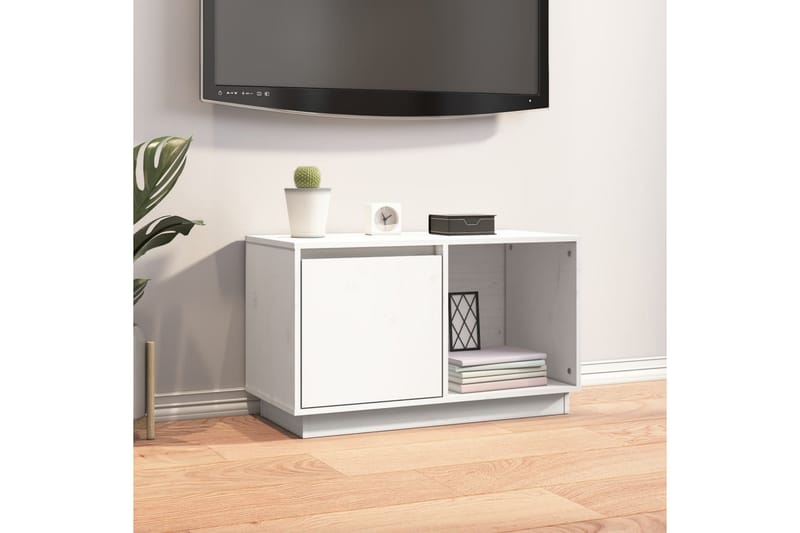 beBasic tv-bord 74x35x44 cm massivt fyrretræ hvid - Hvid - TV-borde
