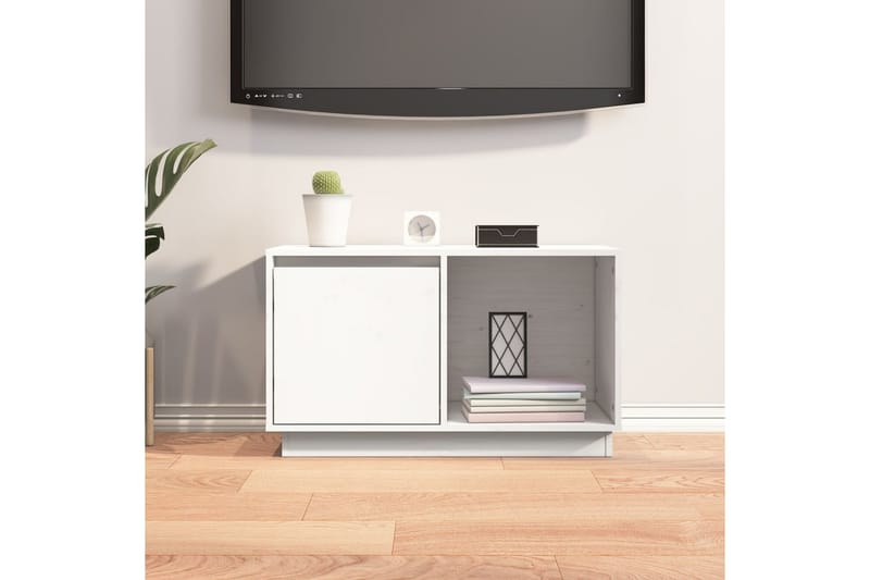 beBasic tv-bord 74x35x44 cm massivt fyrretræ hvid - Hvid - TV-borde