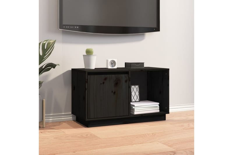 beBasic tv-bord 74x35x44 cm massivt fyrretræ sort - Sort - TV-borde