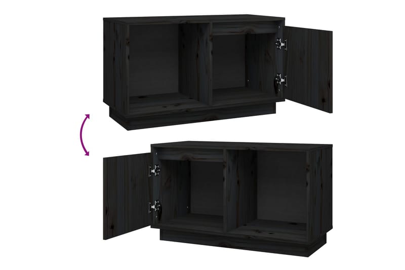 beBasic tv-bord 74x35x44 cm massivt fyrretræ sort - Sort - Møbler - TV borde & mediemøbler - TV-borde
