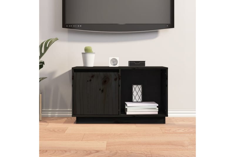 beBasic tv-bord 74x35x44 cm massivt fyrretræ sort - Sort - Møbler - TV borde & mediemøbler - TV-borde