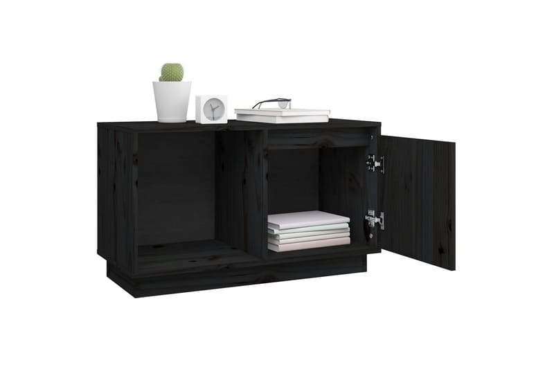 beBasic tv-bord 74x35x44 cm massivt fyrretræ sort - Sort - Møbler - TV borde & mediemøbler - TV-borde