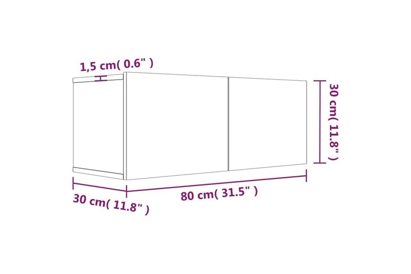 beBasic tv-bord 80x30x30 cm konstrueret træ røget egetræsfarve - Brun - Møbler - TV borde & mediemøbler - TV-borde