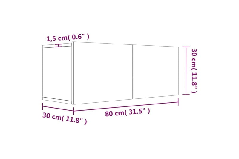 beBasic tv-bord 80x30x30 cm konstrueret træ røget egetræsfarve - Brun - TV-borde