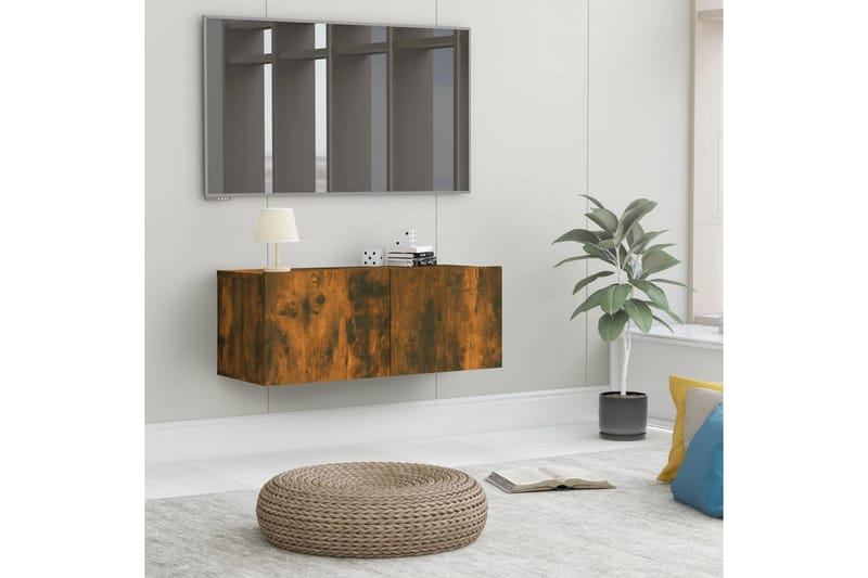 beBasic tv-bord 80x30x30 cm konstrueret træ røget egetræsfarve - Brun - TV-borde