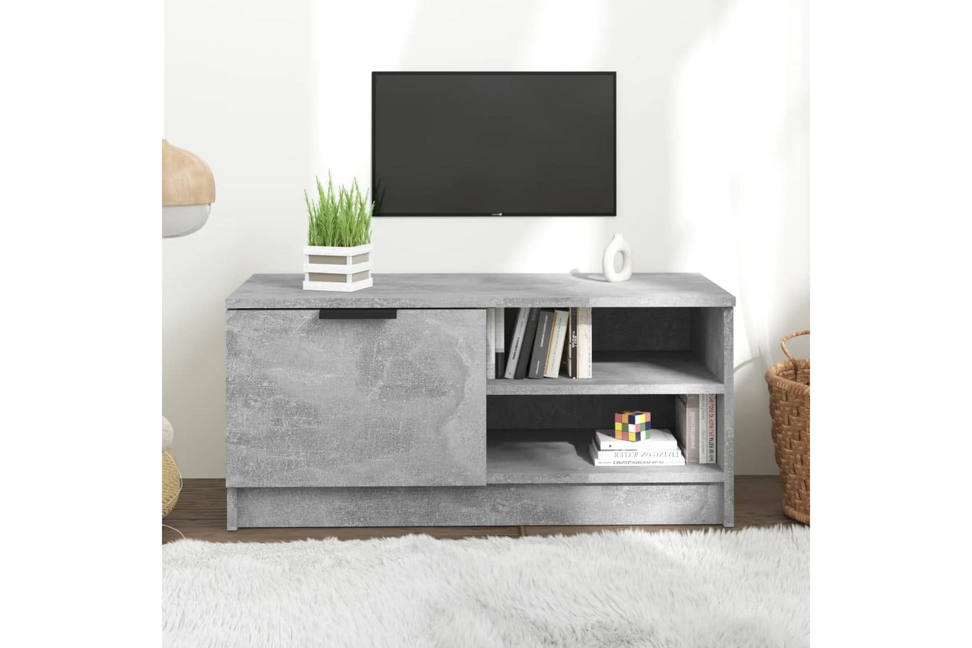 beBasic tv-bord 80x35x36,5 cm konstrueret træ betongrå - GrÃ¥ - Møbler - TV borde & mediemøbler - TV-borde