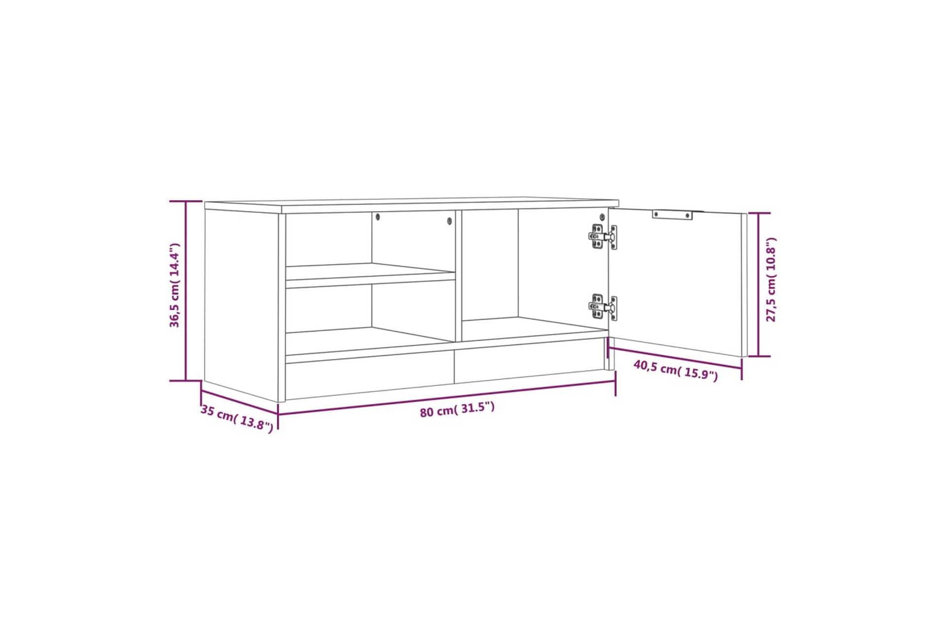 beBasic tv-bord 80x35x36,5 cm konstrueret træ betongrå - GrÃ¥ - Møbler - TV borde & mediemøbler - TV-borde