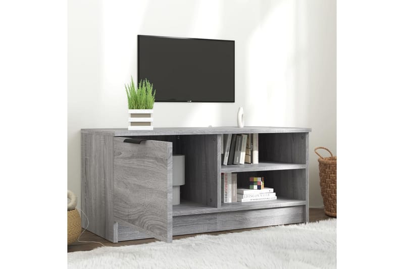 beBasic tv-bord 80x35x36,5 cm konstrueret træ grå sonoma-eg - GrÃ¥ - TV-borde