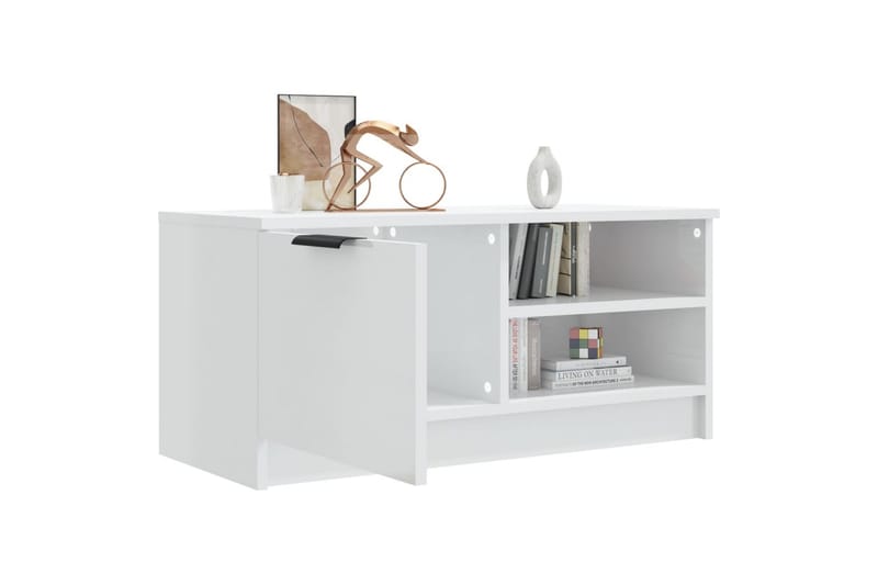beBasic tv-bord 80x35x36,5 cm konstrueret træ hvid højglans - Hvid - Møbler - TV borde & mediemøbler - TV-borde