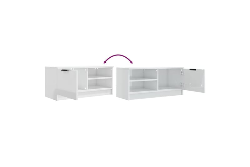 beBasic tv-bord 80x35x36,5 cm konstrueret træ hvid højglans - Hvid - Møbler - TV borde & mediemøbler - TV-borde