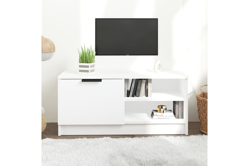 beBasic tv-bord 80x35x36,5 cm konstrueret træ hvid - Hvid - Møbler - TV borde & mediemøbler - TV-borde