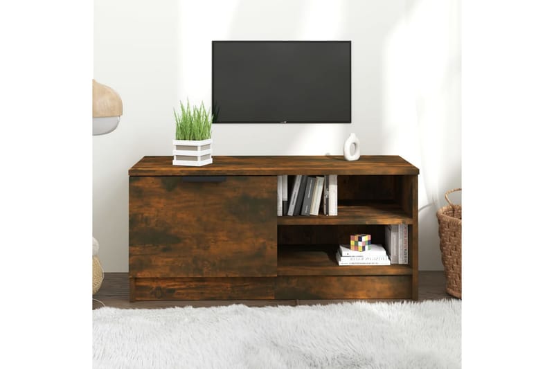 beBasic tv-bord 80x35x36,5 cm konstrueret træ røget egetræsfarve - Brun - TV-borde