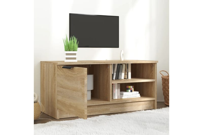 beBasic tv-bord 80x35x36,5 cm konstrueret træ sonoma-eg - Brun - TV-borde