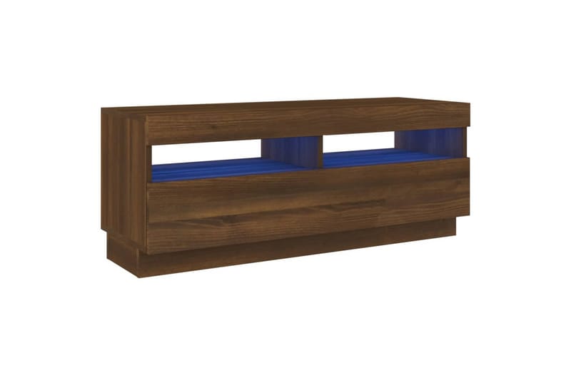 beBasic tv-bord med LED-lys 100x35x40 cm brun egetræsfarve - Brun - Møbler - TV borde & mediemøbler - TV-borde