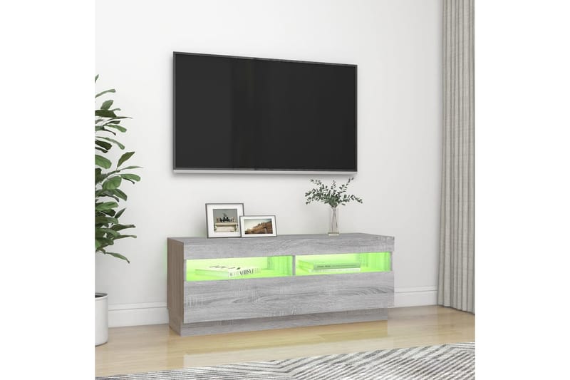 beBasic tv-bord med LED-lys 100x35x40 cm grå sonoma-eg - GrÃ¥ - TV-borde
