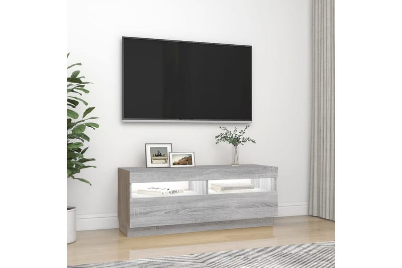 beBasic tv-bord med LED-lys 100x35x40 cm grå sonoma-eg - GrÃ¥ - Møbler - TV borde & mediemøbler - TV-borde