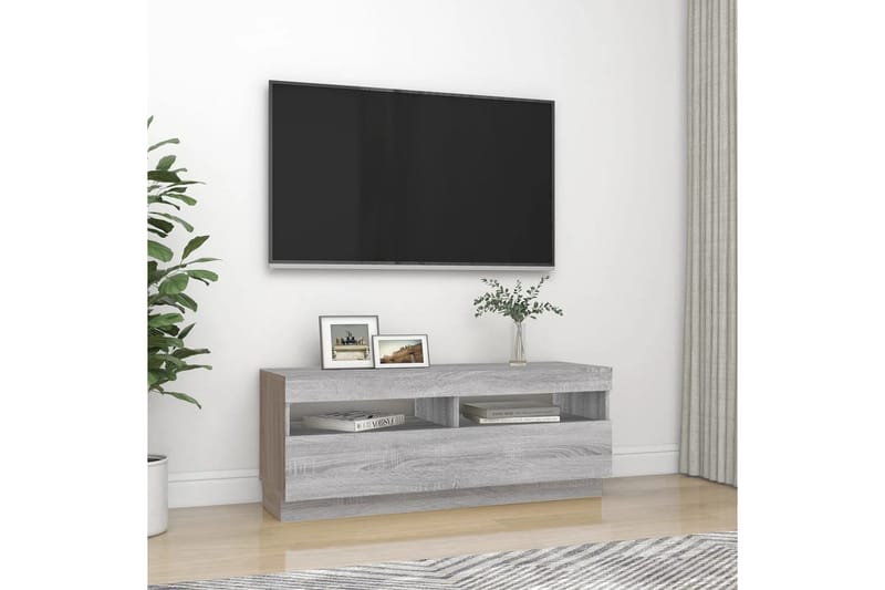beBasic tv-bord med LED-lys 100x35x40 cm grå sonoma-eg - GrÃ¥ - Møbler - TV borde & mediemøbler - TV-borde