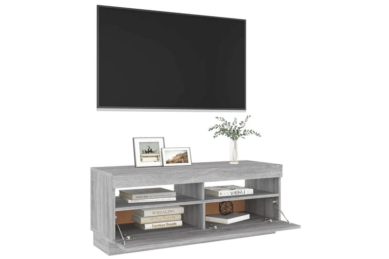 beBasic tv-bord med LED-lys 100x35x40 cm grå sonoma-eg - GrÃ¥ - TV-borde