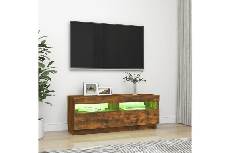 beBasic tv-bord med LED-lys 100x35x40 cm røget egetræsfarve - Brun - Møbler - TV borde & mediemøbler - TV-borde