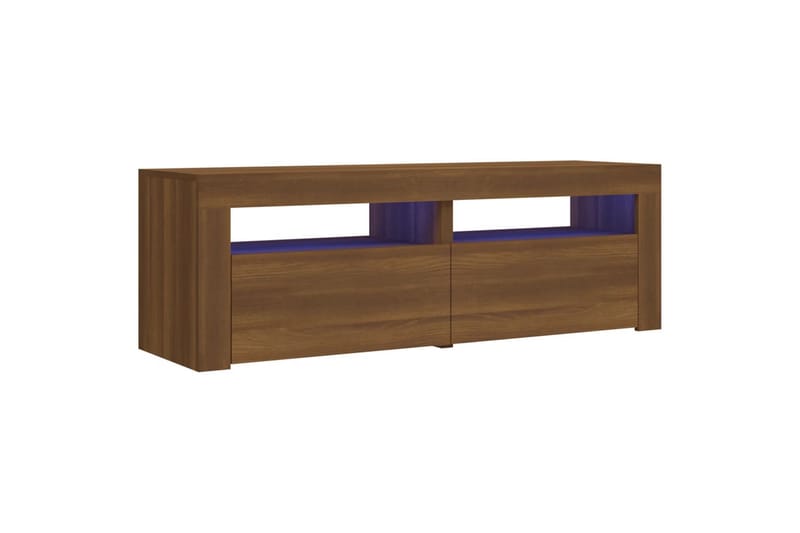 beBasic tv-bord med LED-lys 120x35x40 cm brun egetræsfarve - Brun - Møbler - TV borde & mediemøbler - TV-borde