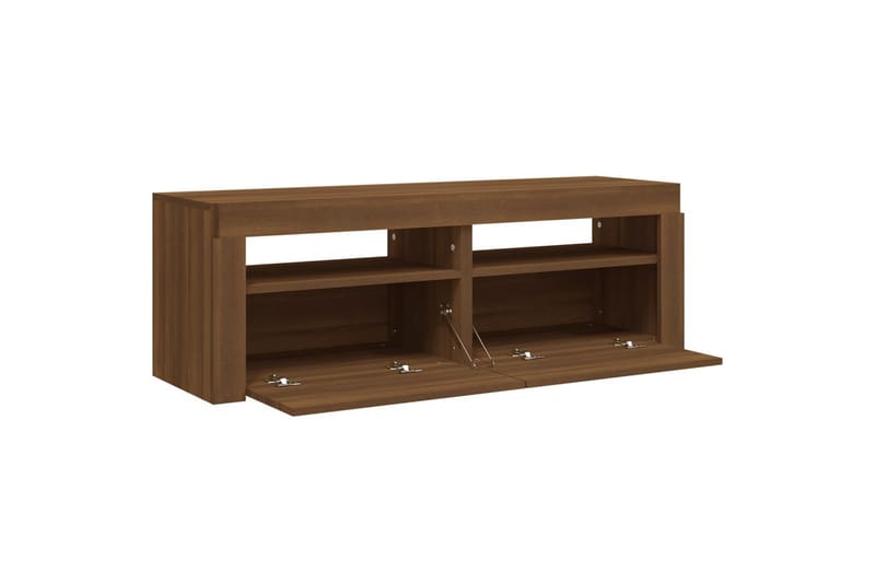 beBasic tv-bord med LED-lys 120x35x40 cm brun egetræsfarve - Brun - Møbler - TV borde & mediemøbler - TV-borde