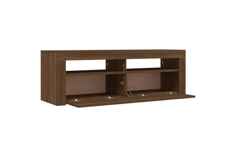 beBasic tv-bord med LED-lys 120x35x40 cm brun egetræsfarve - Brun - Møbler - TV borde & mediemøbler - TV-borde