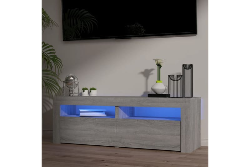 beBasic tv-bord med LED-lys 120x35x40 cm grå sonoma-eg - GrÃ¥ - TV-borde