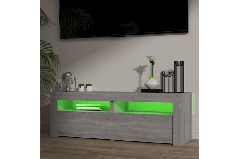beBasic tv-bord med LED-lys 120x35x40 cm grå sonoma-eg - GrÃ¥ - TV-borde