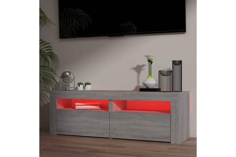 beBasic tv-bord med LED-lys 120x35x40 cm grå sonoma-eg - GrÃ¥ - Møbler - TV borde & mediemøbler - TV-borde