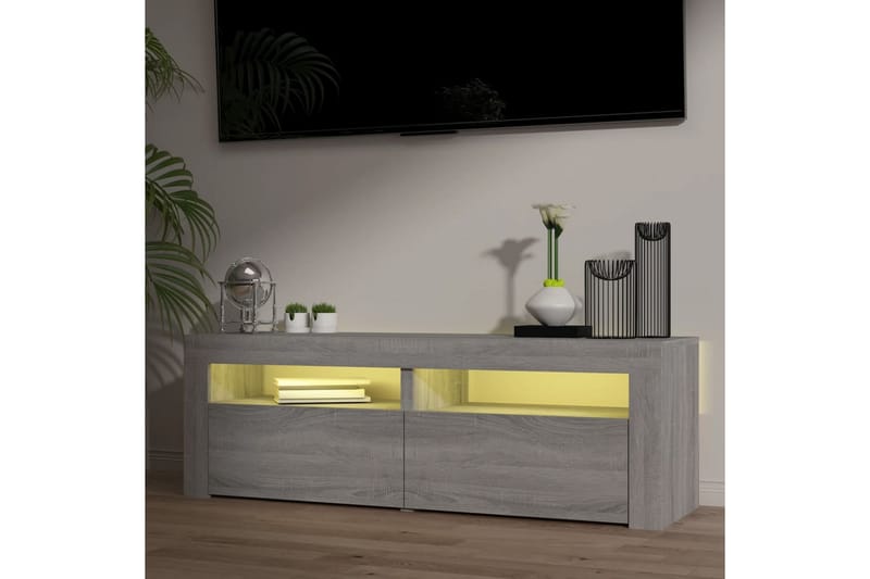 beBasic tv-bord med LED-lys 120x35x40 cm grå sonoma-eg - GrÃ¥ - TV-borde