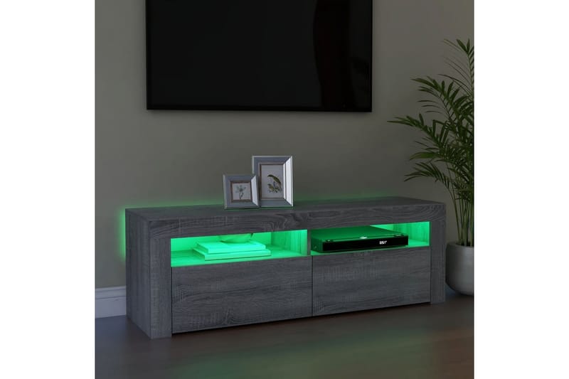 beBasic tv-bord med LED-lys 120x35x40 cm grå sonoma-eg - GrÃ¥ - Møbler - TV borde & mediemøbler - TV-borde