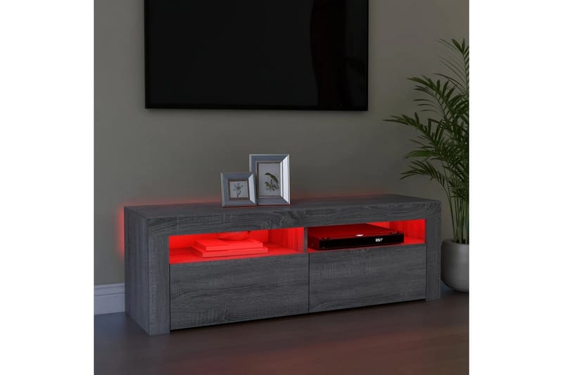 beBasic tv-bord med LED-lys 120x35x40 cm grå sonoma-eg - GrÃ¥ - Møbler - TV borde & mediemøbler - TV-borde