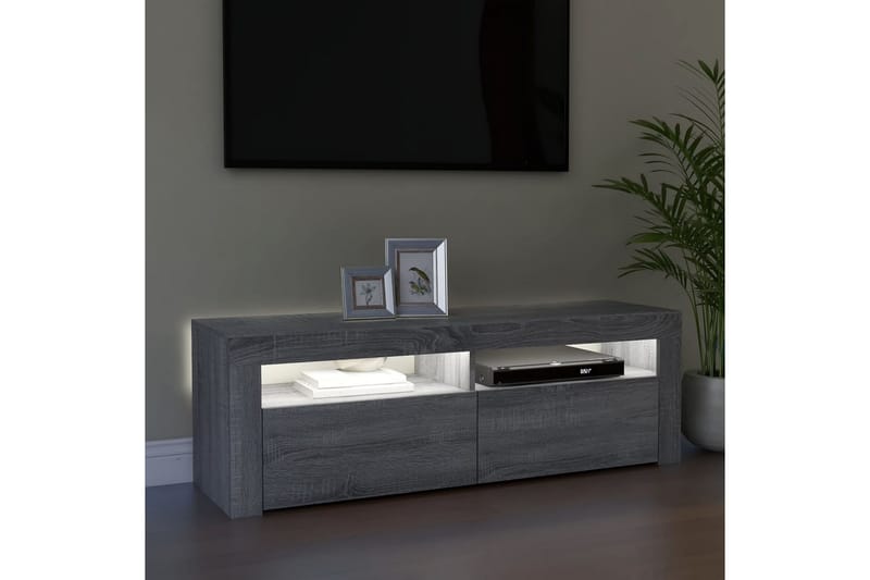 beBasic tv-bord med LED-lys 120x35x40 cm grå sonoma-eg - GrÃ¥ - TV-borde
