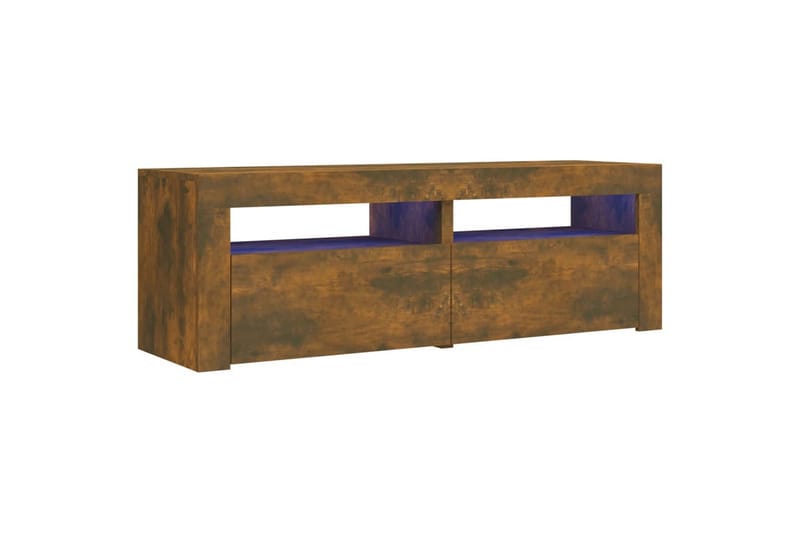 beBasic tv-bord med LED-lys 120x35x40 cm røget egetræsfarve - Brun - Møbler - TV borde & mediemøbler - TV-borde