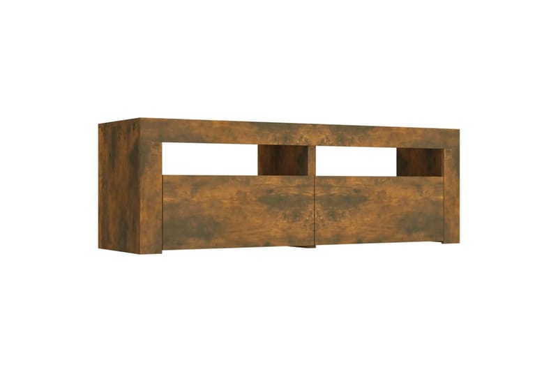 beBasic tv-bord med LED-lys 120x35x40 cm røget egetræsfarve - Brun - Møbler - TV borde & mediemøbler - TV-borde