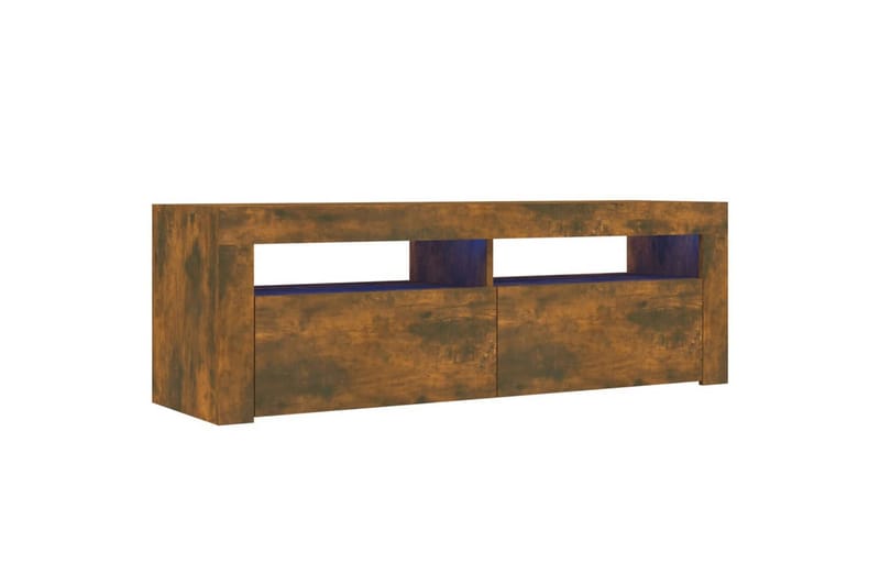 beBasic tv-bord med LED-lys 120x35x40 cm røget egetræsfarve - Brun - Møbler - TV borde & mediemøbler - TV-borde