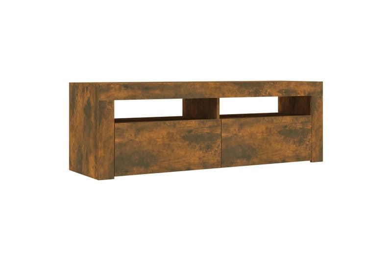 beBasic tv-bord med LED-lys 120x35x40 cm røget egetræsfarve - Brun - Møbler - TV borde & mediemøbler - TV-borde