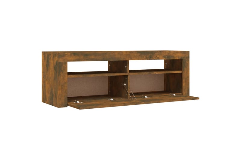 beBasic tv-bord med LED-lys 120x35x40 cm røget egetræsfarve - Brun - Møbler - TV borde & mediemøbler - TV-borde