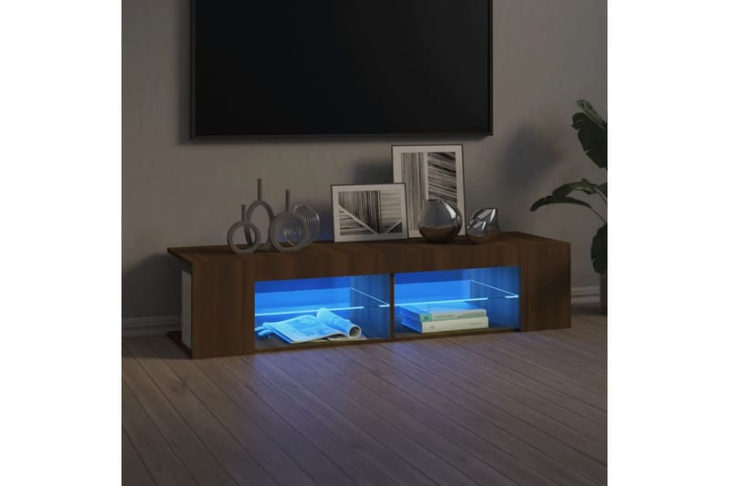 beBasic tv-bord med LED-lys 135x39x30 cm brun egetræsfarve - Brun - TV-borde