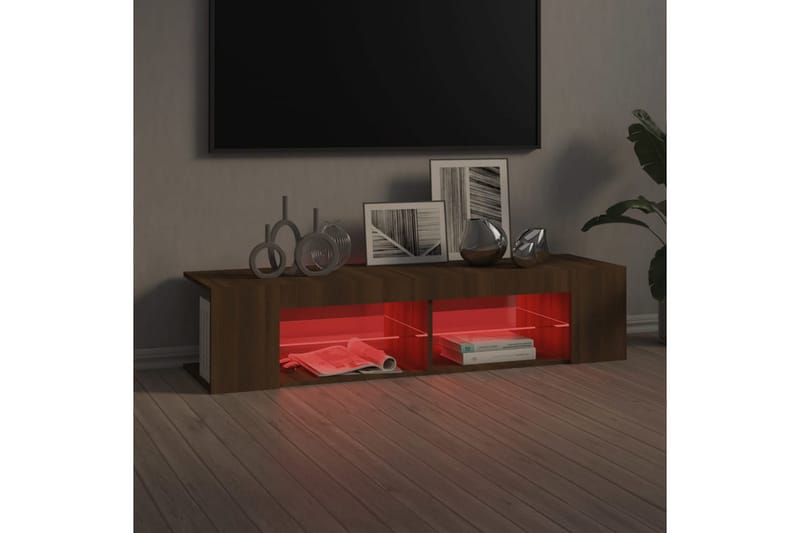 beBasic tv-bord med LED-lys 135x39x30 cm brun egetræsfarve - Brun - Møbler - TV borde & mediemøbler - TV-borde