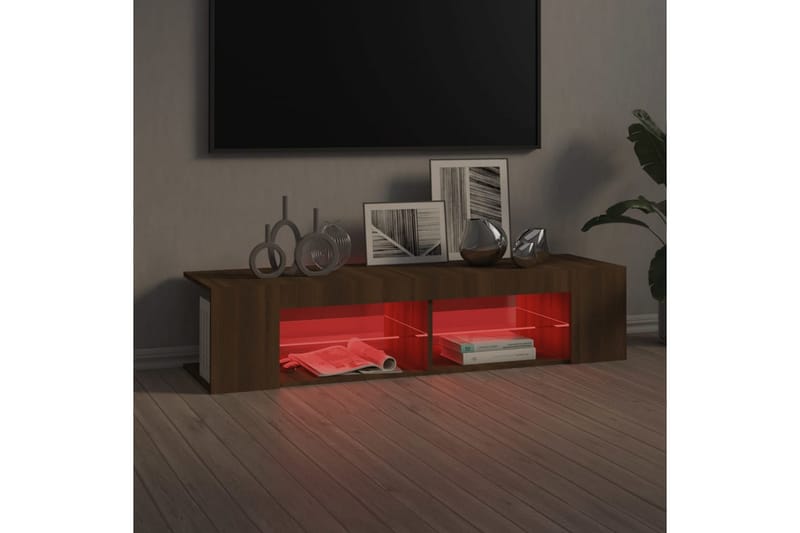 beBasic tv-bord med LED-lys 135x39x30 cm brun egetræsfarve - Brun - TV-borde