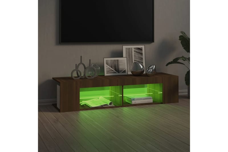 beBasic tv-bord med LED-lys 135x39x30 cm brun egetræsfarve - Brun - Møbler - TV borde & mediemøbler - TV-borde