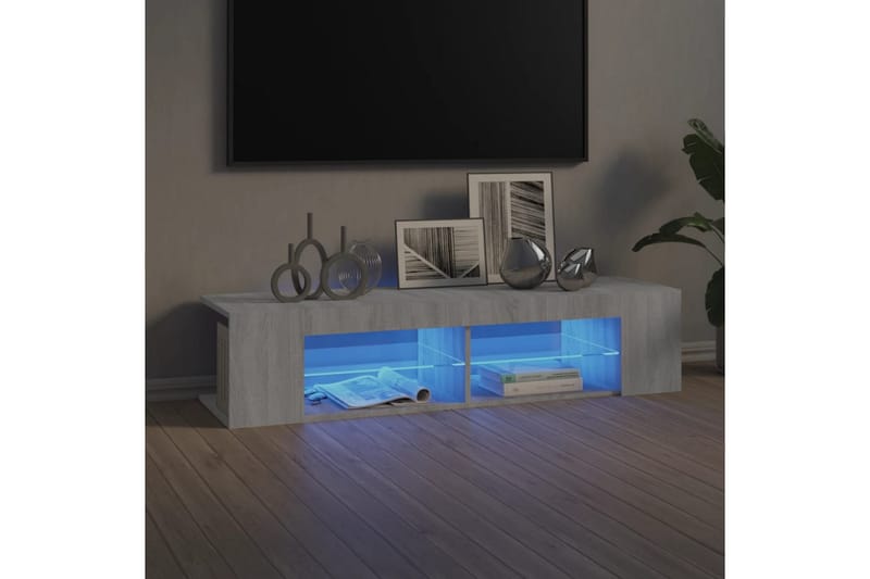 beBasic tv-bord med LED-lys 135x39x30 cm grå sonoma-eg - GrÃ¥ - TV-borde