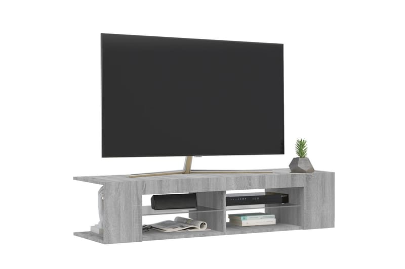 beBasic tv-bord med LED-lys 135x39x30 cm grå sonoma-eg - GrÃ¥ - Møbler - TV borde & mediemøbler - TV-borde
