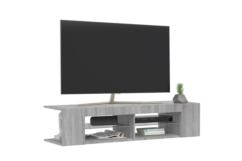 beBasic tv-bord med LED-lys 135x39x30 cm grå sonoma-eg - GrÃ¥ - TV-borde