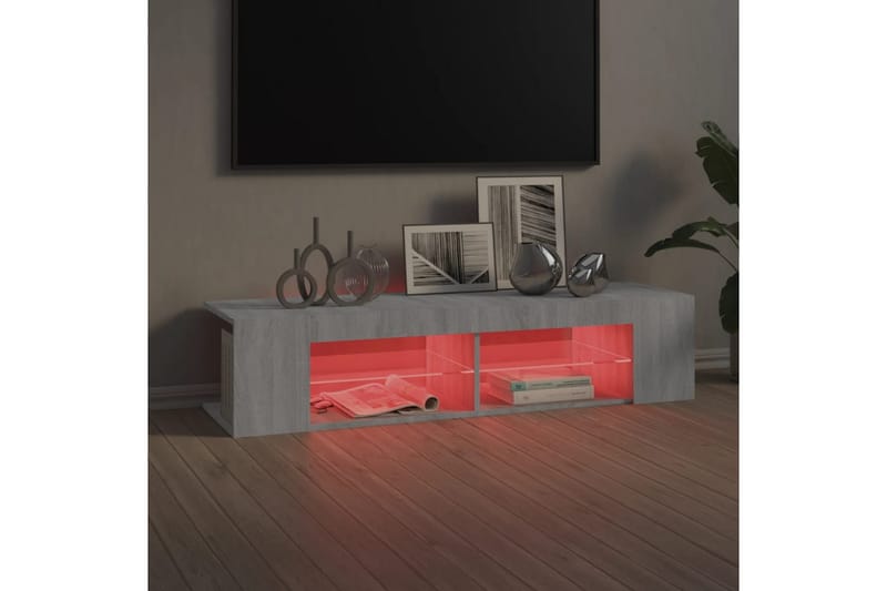 beBasic tv-bord med LED-lys 135x39x30 cm grå sonoma-eg - GrÃ¥ - TV-borde