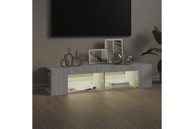 beBasic tv-bord med LED-lys 135x39x30 cm grå sonoma-eg - GrÃ¥ - TV-borde